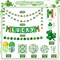 St. Patrick's Day Party Supplies -Irish Shamrock Decorations Set with "LUCKY" Banner, Plates, Cups, Napkins, Balloons, Garland for St. Patrick's Day Party Decorations, Irish Themed Party Decorations
